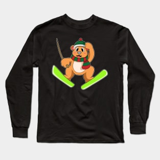 Bear as Ski jumper with Skis Long Sleeve T-Shirt